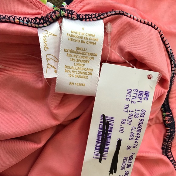 ♻️Reposted New Anne Cole deep plunge paisley pom one piece swimsuit in size 6 - Picture 10 of 13